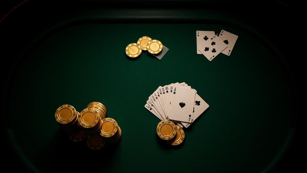 Casinotafel met kaarten en fiches